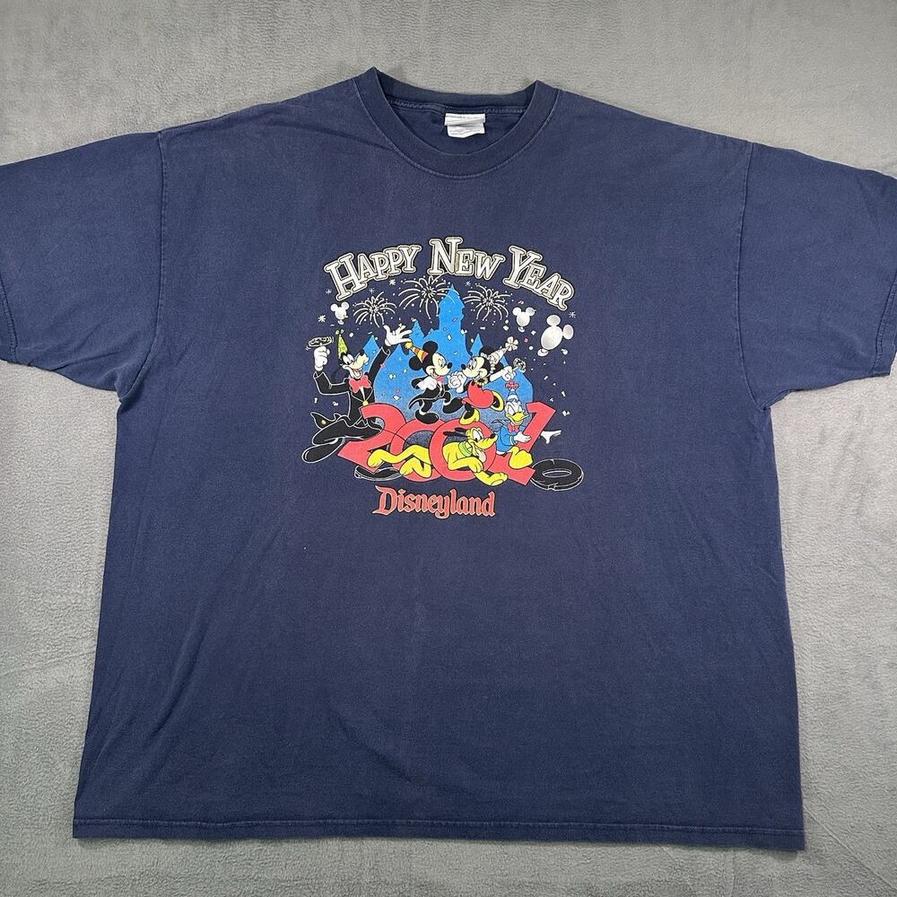 VTG Disneyland Mickey Minnie Mouse 2001 Happy New Year Disney T-shirt Size 2XL - Picture 1 of 11